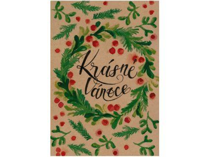Přání BeBechy A6, kraft - Krásné Vánoce