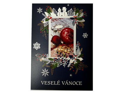 Pohled Veselé Vánoce s ozdobami