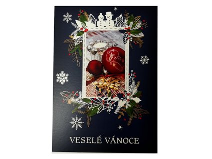 Pohled Veselé Vánoce s ozdobami