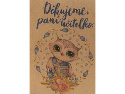 Přání BeBechy A6, kraft - Děkujeme, paní učitelko