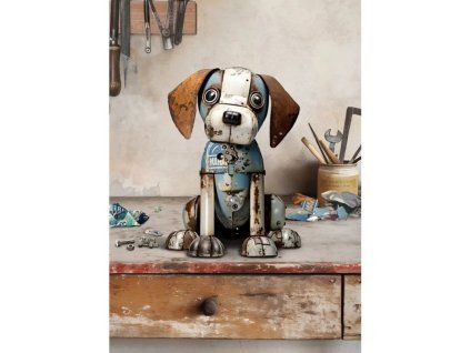 Přání Bug Art A6, vintage - Pejsek