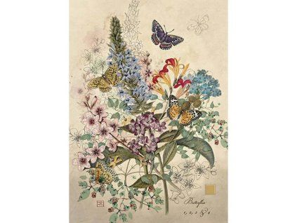 Přání Bug Art A6, květiny - Motýli