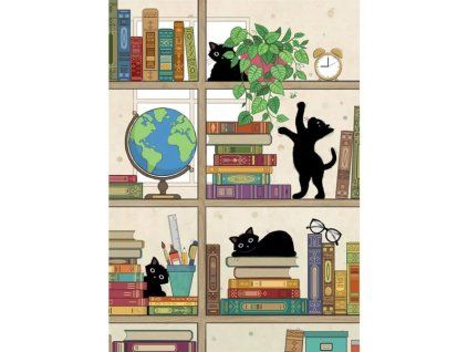 Přání Bug Art A6, černá kočička - Knihovna
