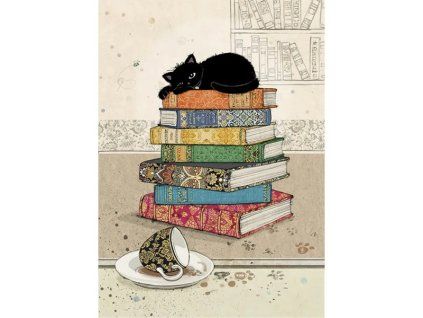 Přání Bug Art A6, černá kočička - Čaj o páté