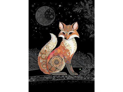 Přání Bug Art A6, černé - Ozdobná liška