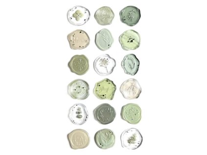 Dekorativní samolepicí pečetě - zelené, 18 ks