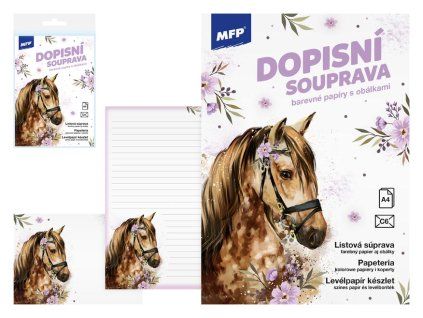 Dopisní souprava MFP - Kůň, 10 listů + 5 barevných obálek