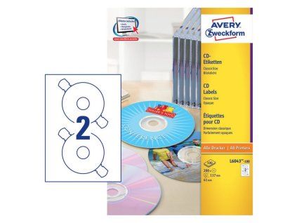 Samolepící štítky Zweckform, L6043, průměr 117mm, 100 archů A4