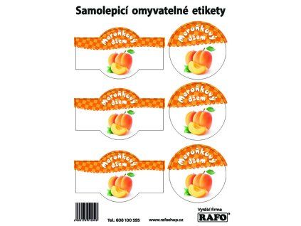 Omyvatelné samolepky na meruňkový džem, barevné, 6 ks