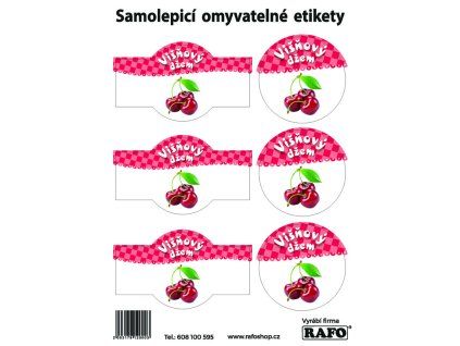 Omyvatelné samolepky na višňový džem, barevné, 6 ks