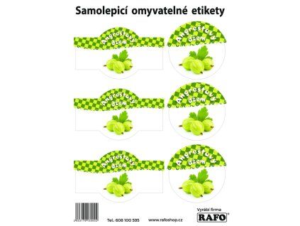 Omyvatelné samolepky na angreštový džem, barevné, 6 ks