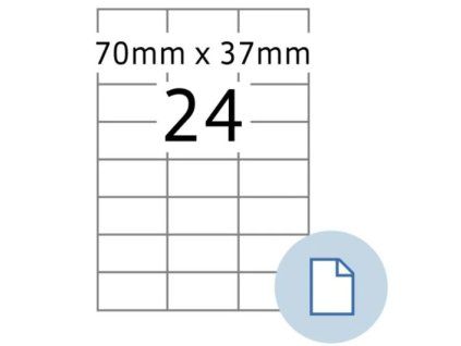 Samolepicí štítky Smartline 70 x 37 mm, bílé, 100 archů