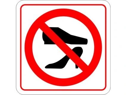 Samolepka Zákaz vstupu v botách, 8x8 cm