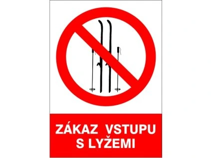 Samolepka Zákaz vstupu s lyžemi, A4