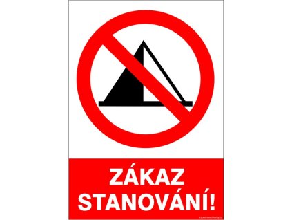 Samolepka Zákaz stanování!, A4