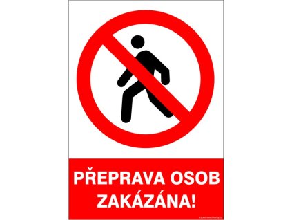 Samolepka Přeprava osob zakázána!, A4