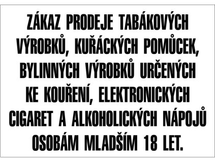 Samolepka Zákaz prodeje tabákových výrobků..., A4