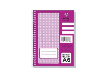 Blok A6 Bobo, spirála na boku, linka