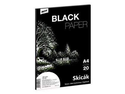 Skicák A4, 20 listů, černý, 180 g