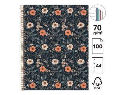 Blok A4 Miquelrius British Bloom, spirála, 100 listů, linka