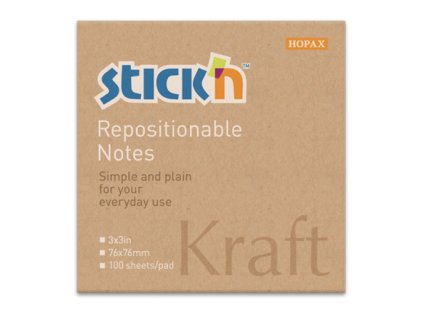 Samolepicí bloček Kraft Notes 75 x 75 mm, 100 listů