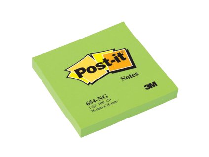 Samolepicí bloček, 76x76 mm, Post-it, 100l., neon zelený