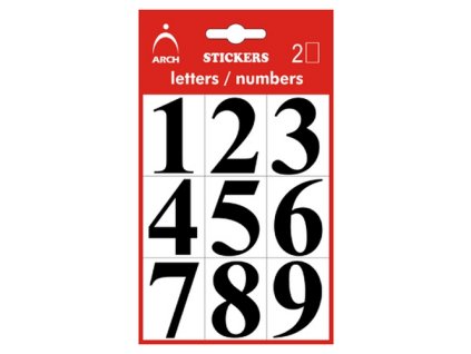 Samolepicí číslice 0-9, 38 mm, černé