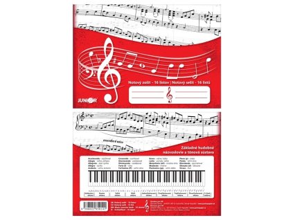 Notový sešit A5, 16 listů