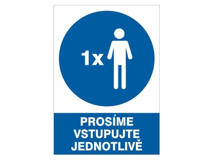 Samolepka Prosíme vstupujte jednotlivě, A4 modrá