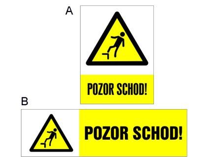 Samolepka Pozor schod! různé velikosti