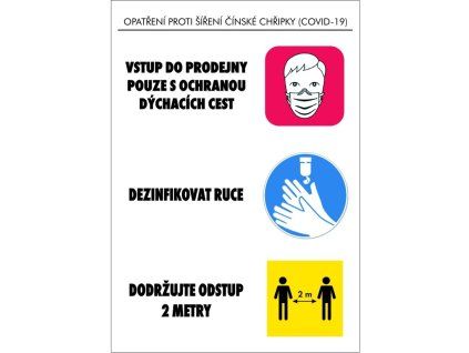 Samolepka Vstup do prodejny pouze s ochranou ...., A4