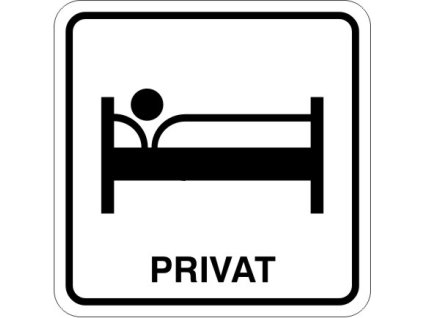 Samolepa Privat - postel, 8 x 8 cm