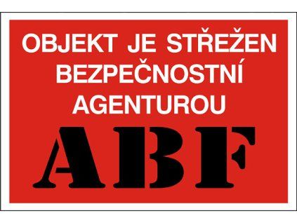 Samolepka Objekt je střežen ABF, 10 x 7 cm (Varianta červená)