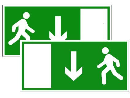 Samolepka Únikový východ dolů, 21x10 cm