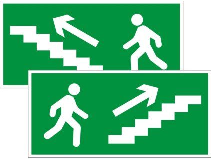 Samolepka Únikový východ - schody nahoru, 21x10 cm