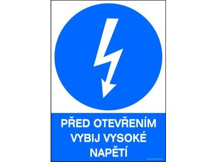 Samolepka Před otevřením vybij vysoké napětí
