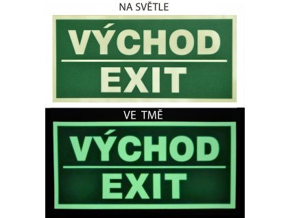 Svítící samolepka Východ - Exit (nápis), 21x10 cm