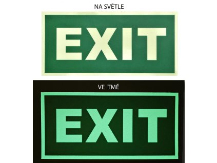 Svítící samolepka Exit (nápis), 21x10 cm