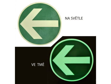 Svítící samolepka Kulatá šipka, průměr 9 cm