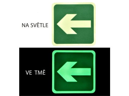 Svíticí samolepka šipka, 8 x 8 cm