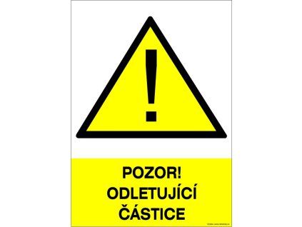 Samolepka Pozor! Odletující částice