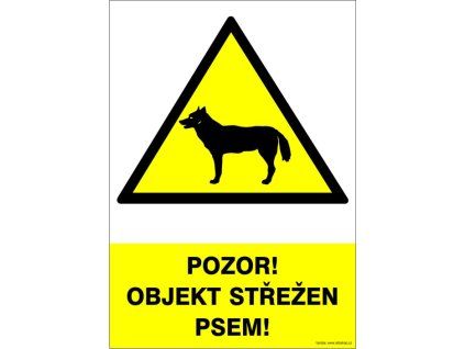 Samolepka Pozor! Objekt střežen psem!, 10,5 x 15 cm