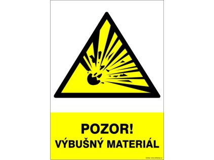 Samolepka Pozor! Výbušný materiál, A4