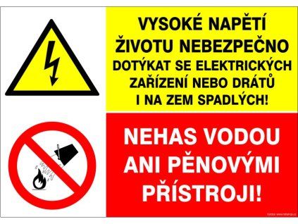 Samolepka Vysoké napětí / Nehas vodou ani pěno..., A6
