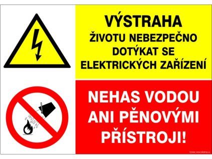 Samolepka Výstraha / Nehas vodou ani pěnovými ..., A5