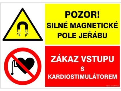 Samolepka Pozor! Silné magnetické pole jeřábu ..., A4
