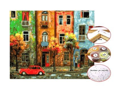 Malování podle čísel - Domy, 30 x 40 cm