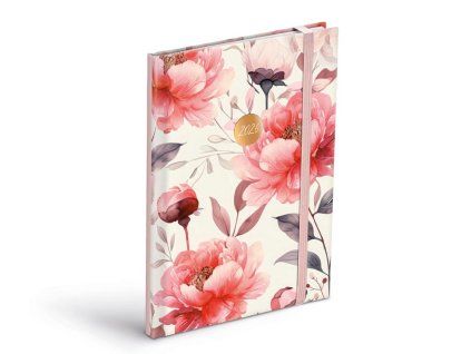 Týdenní diář 2026 Peonies, A5, s gumičkou