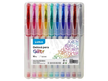 Sada gelových rollerů, 10 barev, glitterové