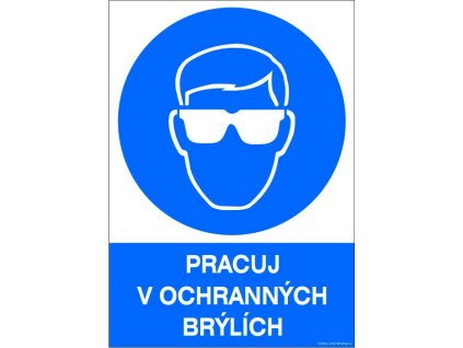 Samolepka Pracuj v ochranných brýlích, A5